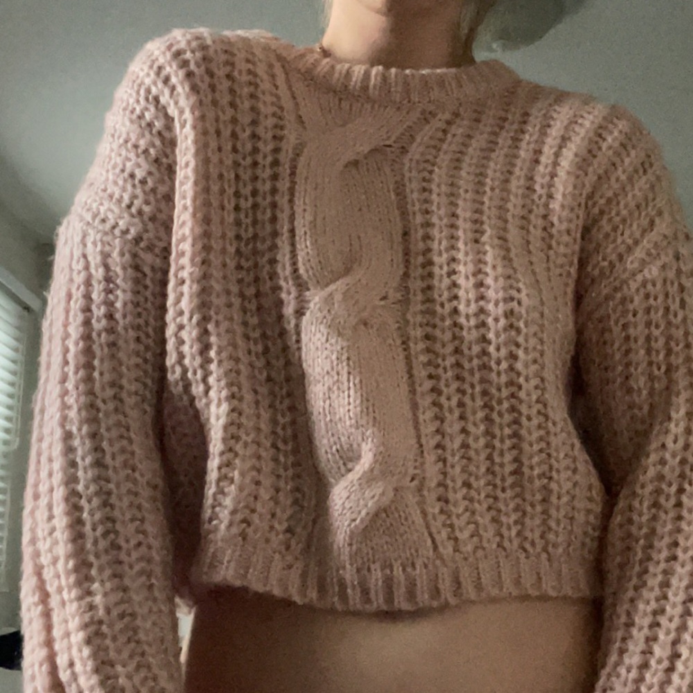Garage Blush/Nude Knit Cropped Sweater